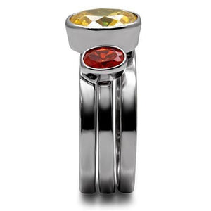 Kaela Cocktail Ring - Stainless Steel, AAA CZ , Multi Color - TK095