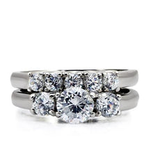 Load image into Gallery viewer, TK098 - High polished (no plating) Stainless Steel Ring with AAA Grade CZ  in Clear
