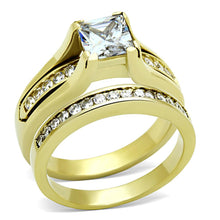 Load image into Gallery viewer, TK0W384 - IP Gold(Ion Plating) Stainless Steel Ring with AAA Grade CZ  in Clear
