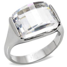 Load image into Gallery viewer, TK100 - High polished (no plating) Stainless Steel Ring with AAA Grade CZ  in Clear