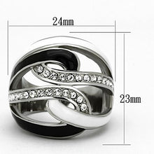 Load image into Gallery viewer, TK1018 - High polished (no plating) Stainless Steel Ring with Top Grade Crystal  in Clear