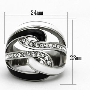TK1018 - High polished (no plating) Stainless Steel Ring with Top Grade Crystal  in Clear