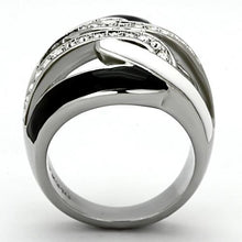 Load image into Gallery viewer, TK1018 - High polished (no plating) Stainless Steel Ring with Top Grade Crystal  in Clear