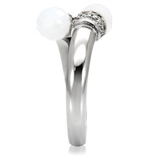 Load image into Gallery viewer, TK101 - High polished (no plating) Stainless Steel Ring with Milky CZ  in White