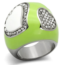 Load image into Gallery viewer, TK1021 - High polished (no plating) Stainless Steel Ring with Top Grade Crystal  in Clear