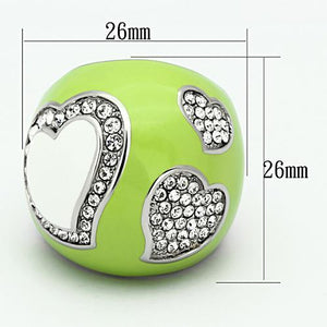 TK1021 - High polished (no plating) Stainless Steel Ring with Top Grade Crystal  in Clear