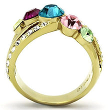 Load image into Gallery viewer, TK1031 - IP Gold(Ion Plating) Stainless Steel Ring with Top Grade Crystal  in Multi Color