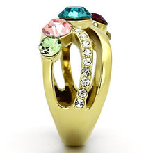 Load image into Gallery viewer, TK1031 - IP Gold(Ion Plating) Stainless Steel Ring with Top Grade Crystal  in Multi Color