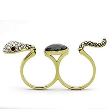 Load image into Gallery viewer, TK1036 - IP Gold(Ion Plating) Stainless Steel Ring with Synthetic Glass Bead in Black Diamond
