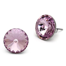 Load image into Gallery viewer, TK1042 - High polished (no plating) Stainless Steel Earrings with Top Grade Crystal  in Light Amethyst
