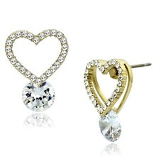 Load image into Gallery viewer, TK1045 - IP Gold(Ion Plating) Stainless Steel Earrings with AAA Grade CZ  in Clear