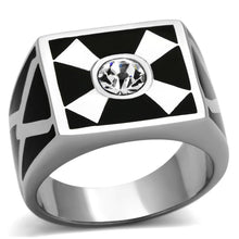 Load image into Gallery viewer, TK1052 - High polished (no plating) Stainless Steel Ring with Top Grade Crystal  in Clear