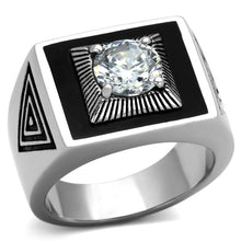 Load image into Gallery viewer, TK1053 - High polished (no plating) Stainless Steel Ring with AAA Grade CZ  in Clear