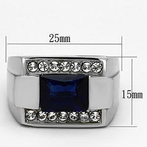 TK1058 - High polished (no plating) Stainless Steel Ring with Synthetic Synthetic Glass in Montana