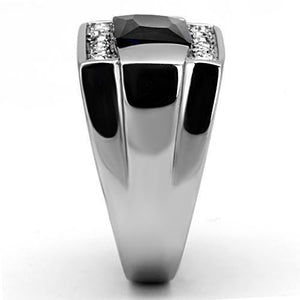 TK1058 - High polished (no plating) Stainless Steel Ring with Synthetic Synthetic Glass in Montana