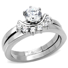 Load image into Gallery viewer, TK105 - High polished (no plating) Stainless Steel Ring with AAA Grade CZ  in Clear