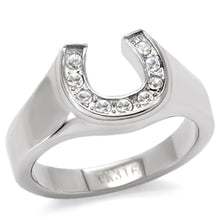 Load image into Gallery viewer, TK10616 - High polished (no plating) Stainless Steel Ring with Top Grade Crystal  in Clear