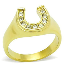 Load image into Gallery viewer, TK10616G - IP Gold(Ion Plating) Stainless Steel Ring with Top Grade Crystal  in Clear