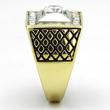 Load image into Gallery viewer, TK1061 - Two-Tone IP Gold (Ion Plating) Stainless Steel Ring with AAA Grade CZ  in Clear