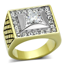 Load image into Gallery viewer, TK1061 - Two-Tone IP Gold (Ion Plating) Stainless Steel Ring with AAA Grade CZ  in Clear