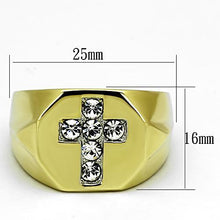 Load image into Gallery viewer, TK1062 - Two-Tone IP Gold (Ion Plating) Stainless Steel Ring with Top Grade Crystal  in Clear