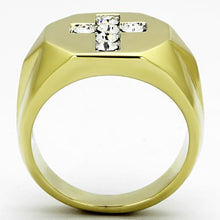 Load image into Gallery viewer, TK1062 - Two-Tone IP Gold (Ion Plating) Stainless Steel Ring with Top Grade Crystal  in Clear
