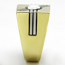 Load image into Gallery viewer, TK1065 - Two-Tone IP Gold (Ion Plating) Stainless Steel Ring with Top Grade Crystal  in Clear