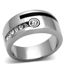 Load image into Gallery viewer, TK1067 - High polished (no plating) Stainless Steel Ring with Top Grade Crystal  in Clear