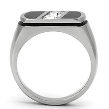 Load image into Gallery viewer, TK1068 - High polished (no plating) Stainless Steel Ring with Top Grade Crystal  in Clear