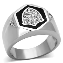 Load image into Gallery viewer, TK1069 - High polished (no plating) Stainless Steel Ring with Top Grade Crystal  in Clear