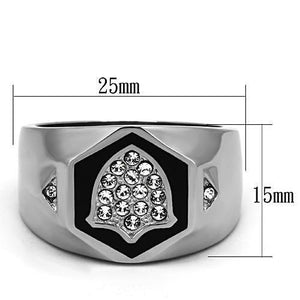TK1069 - High polished (no plating) Stainless Steel Ring with Top Grade Crystal  in Clear