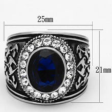 Load image into Gallery viewer, TK1075 - High polished (no plating) Stainless Steel Ring with Synthetic Synthetic Glass in Montana