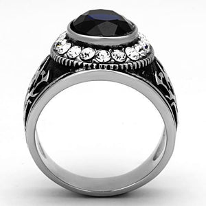 TK1075 - High polished (no plating) Stainless Steel Ring with Synthetic Synthetic Glass in Montana