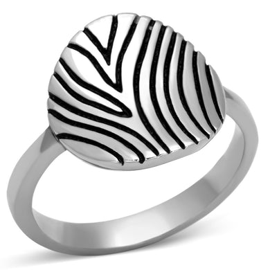 TK1078 - High polished (no plating) Stainless Steel Ring with Epoxy  in Jet