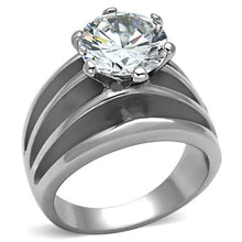 Load image into Gallery viewer, TK1084 - High polished (no plating) Stainless Steel Ring with AAA Grade CZ  in Clear