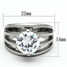 Load image into Gallery viewer, TK1084 - High polished (no plating) Stainless Steel Ring with AAA Grade CZ  in Clear