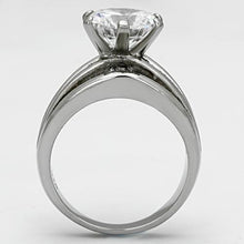 Load image into Gallery viewer, TK1084 - High polished (no plating) Stainless Steel Ring with AAA Grade CZ  in Clear