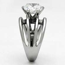Load image into Gallery viewer, TK1084 - High polished (no plating) Stainless Steel Ring with AAA Grade CZ  in Clear