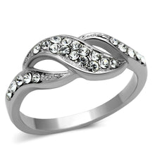 Load image into Gallery viewer, TK1085 - High polished (no plating) Stainless Steel Ring with Top Grade Crystal  in Clear