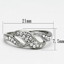 Load image into Gallery viewer, TK1085 - High polished (no plating) Stainless Steel Ring with Top Grade Crystal  in Clear