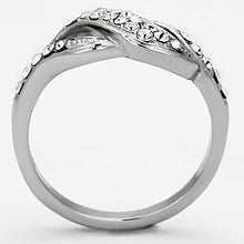 Load image into Gallery viewer, TK1085 - High polished (no plating) Stainless Steel Ring with Top Grade Crystal  in Clear