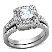 Load image into Gallery viewer, TK1088 - High polished (no plating) Stainless Steel Ring with AAA Grade CZ  in Clear