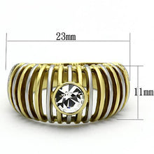 Load image into Gallery viewer, TK1095 - Two-Tone IP Gold (Ion Plating) Stainless Steel Ring with Top Grade Crystal  in Clear