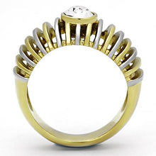 Load image into Gallery viewer, TK1095 - Two-Tone IP Gold (Ion Plating) Stainless Steel Ring with Top Grade Crystal  in Clear