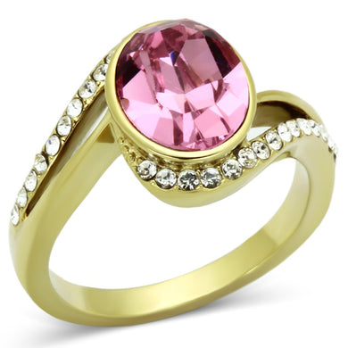 TK1097 - IP Gold(Ion Plating) Stainless Steel Ring with Top Grade Crystal  in Rose
