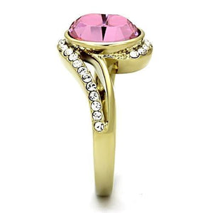 TK1097 - IP Gold(Ion Plating) Stainless Steel Ring with Top Grade Crystal  in Rose