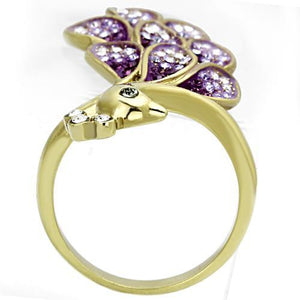 TK1101 - IP Gold(Ion Plating) Stainless Steel Ring with Top Grade Crystal  in Multi Color