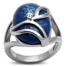 Load image into Gallery viewer, TK1144 - High polished (no plating) Stainless Steel Ring with Synthetic Synthetic Stone in Capri Blue