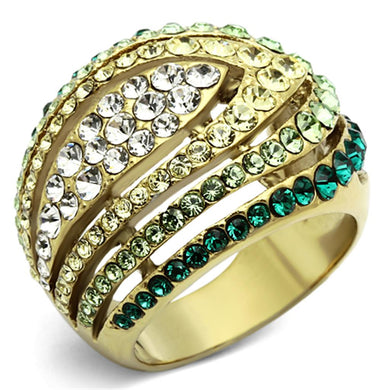 TK1145 - IP Gold(Ion Plating) Stainless Steel Ring with Top Grade Crystal  in Multi Color