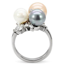 Load image into Gallery viewer, TK114 - High polished (no plating) Stainless Steel Ring with Synthetic Pearl in Multi Color